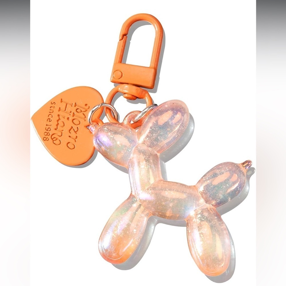 Sparkle Orange Balloon Dog Keychain bag clip purse accessory